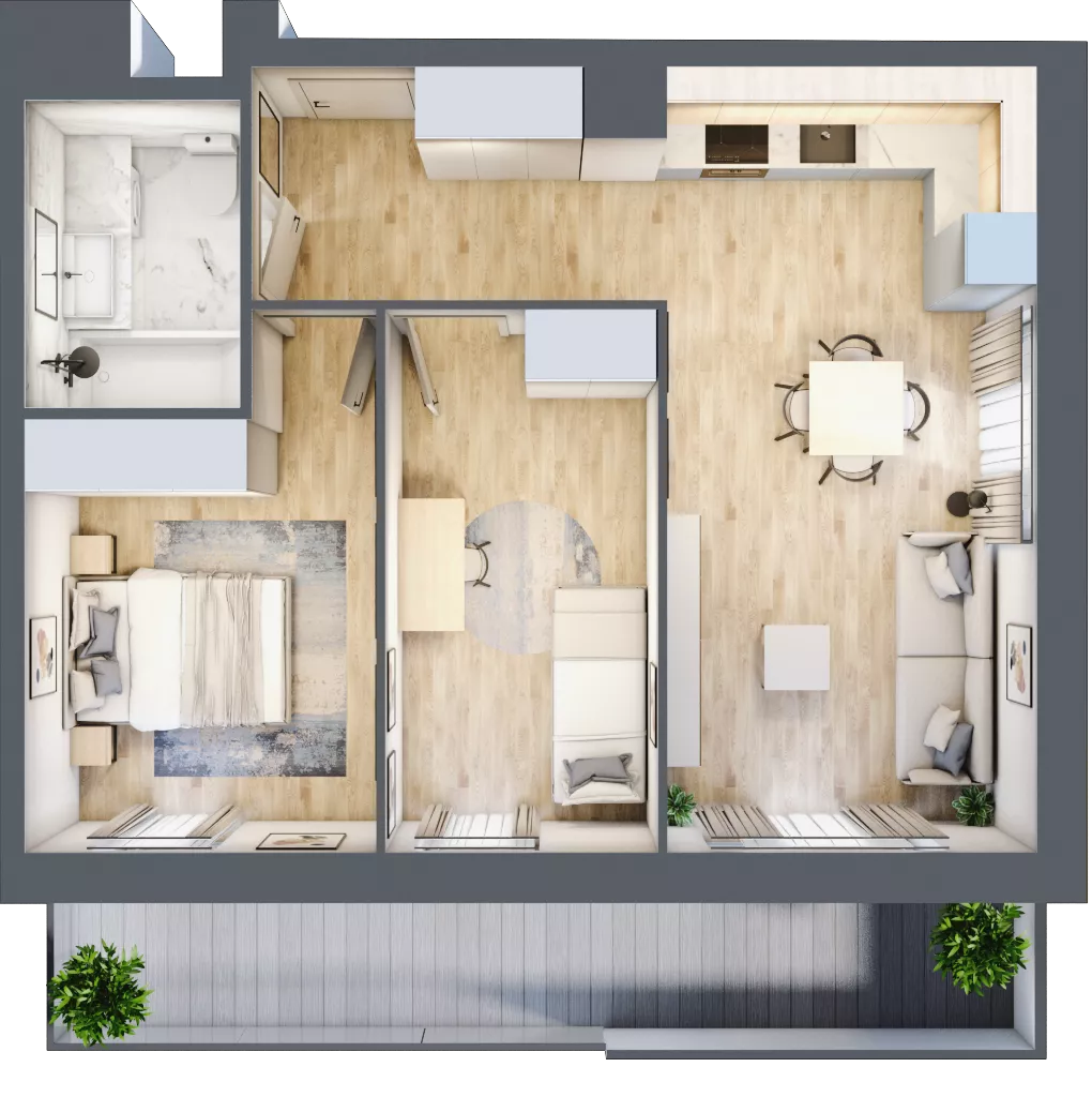 3 pokoje, mieszkanie 53,31 m², piętro 1, oferta nr II/51, Neo Nova Ochota 2, Warszawa, Włochy, Raków, ul. Łopuszańska 36B