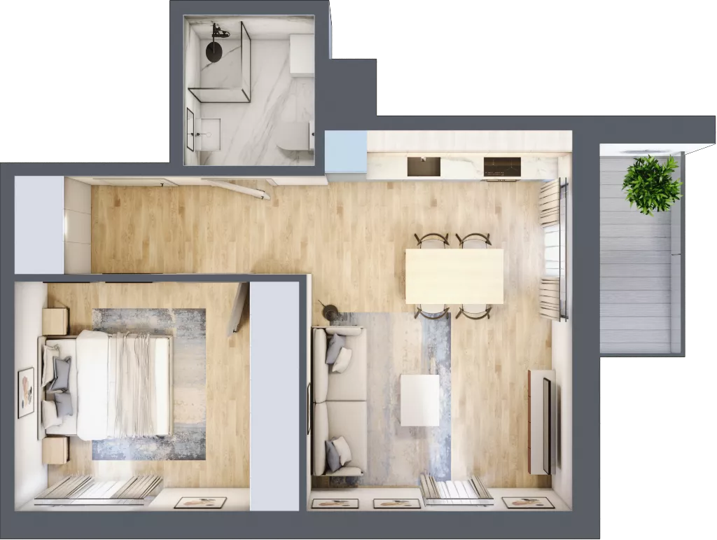 2 pokoje, mieszkanie 43,32 m², piętro 2, oferta nr A-13, Miasteczko Julianów, Julianów, ul. Urbanistów