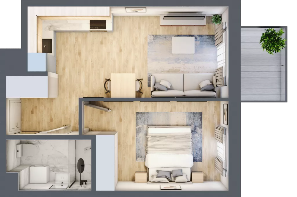 2 pokoje, mieszkanie 39,57 m², piętro 3, oferta nr A-32, Miasteczko Julianów, Julianów, ul. Urbanistów