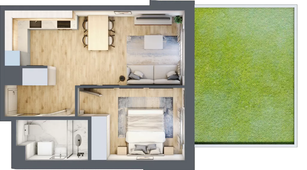 2 pokoje, mieszkanie 40,23 m², parter, oferta nr A-36, Miasteczko Julianów, Julianów, ul. Urbanistów