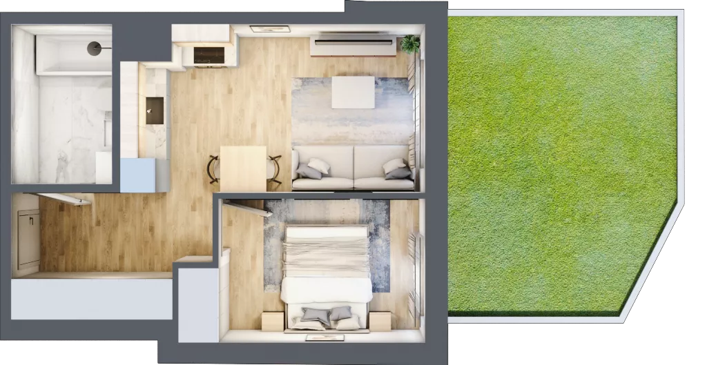 2 pokoje, mieszkanie 36,52 m², parter, oferta nr A-4, Miasteczko Julianów, Julianów, ul. Urbanistów