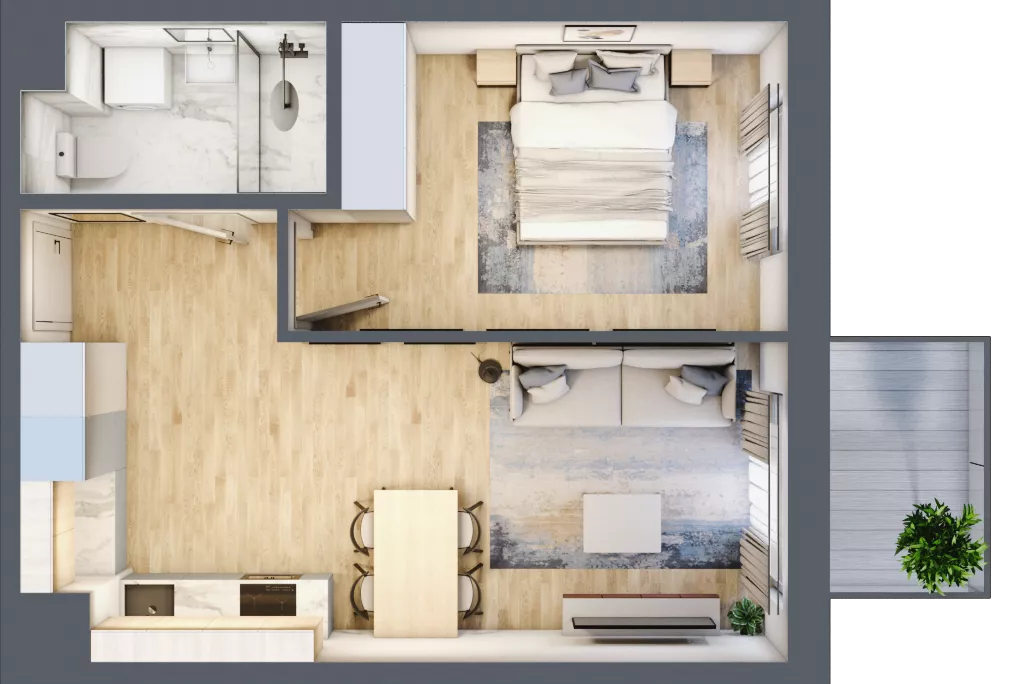 2 pokoje, mieszkanie 41,25 m², piętro 1, oferta nr A-55, Miasteczko Julianów, Julianów, ul. Urbanistów