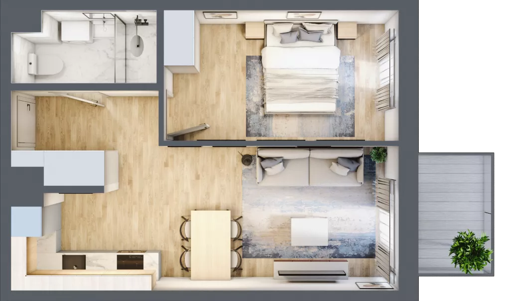 2 pokoje, mieszkanie 40,57 m², piętro 3, oferta nr B-120, Miasteczko Julianów, Julianów, ul. Urbanistów