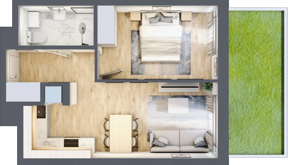 2 pokoje, mieszkanie 38,99 m², parter, oferta nr B-73, Miasteczko Julianów, Julianów, ul. Urbanistów