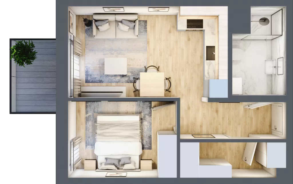 2 pokoje, mieszkanie 36,78 m², piętro 1, oferta nr B-85, Miasteczko Julianów, Julianów, ul. Urbanistów