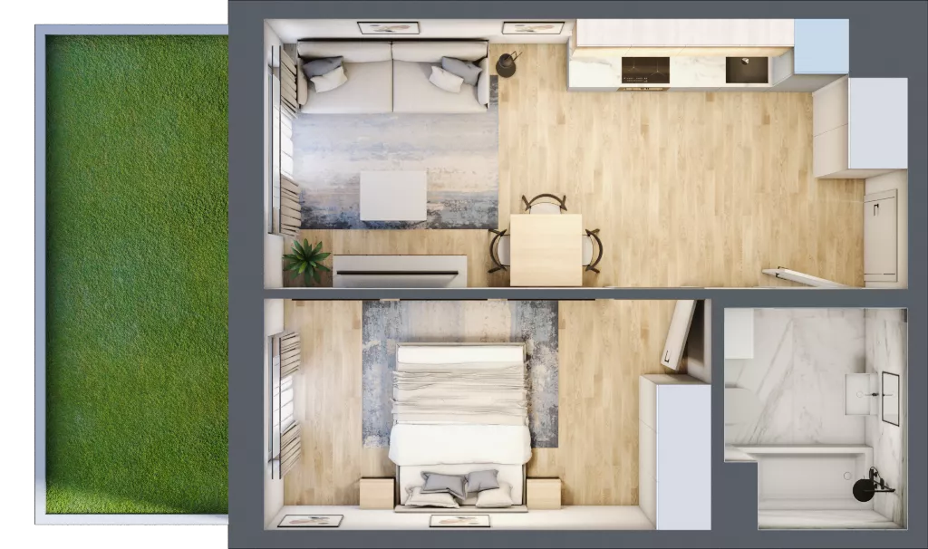 2 pokoje, mieszkanie 37,89 m², parter, oferta nr C-123, Miasteczko Julianów, Julianów, ul. Urbanistów