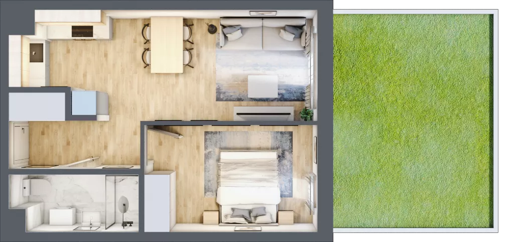 2 pokoje, mieszkanie 40,40 m², parter, oferta nr C-131, Miasteczko Julianów, Julianów, ul. Urbanistów