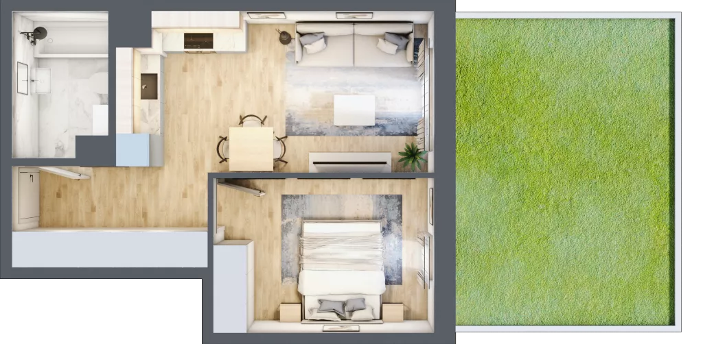 2 pokoje, mieszkanie 39,02 m², parter, oferta nr C-133, Miasteczko Julianów, Julianów, ul. Urbanistów