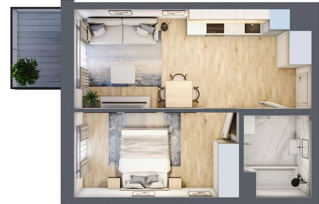 2 pokoje, mieszkanie 37,98 m², piętro 3, oferta nr C-177, Miasteczko Julianów, Julianów, ul. Urbanistów