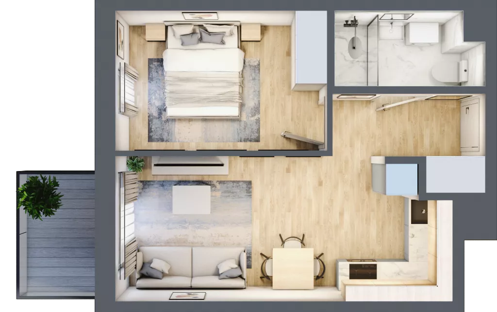 2 pokoje, mieszkanie 36,48 m², piętro 3, oferta nr C-187, Miasteczko Julianów, Julianów, ul. Urbanistów