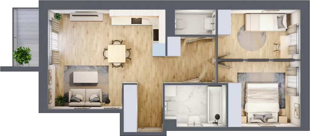 3 pokoje, mieszkanie 57,86 m², piętro 1, oferta nr II/A138, Olchowy Park 2, Warszawa, Białołęka, Kobiałka, ul. Marii Callas 18