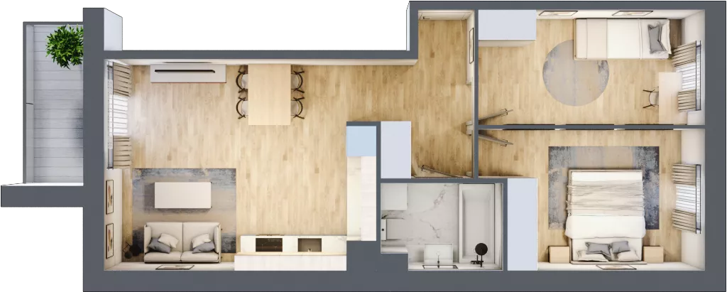 3 pokoje, mieszkanie 54,63 m², piętro 1, oferta nr II/B42, Olchowy Park 2, Warszawa, Białołęka, Kobiałka, ul. Marii Callas 18
