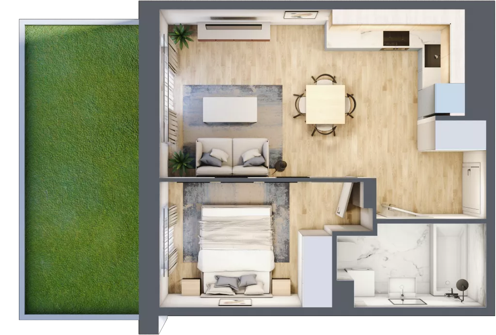 2 pokoje, mieszkanie 37,78 m², parter, oferta nr II/B5, Olchowy Park 2, Warszawa, Białołęka, Kobiałka, ul. Marii Callas 18