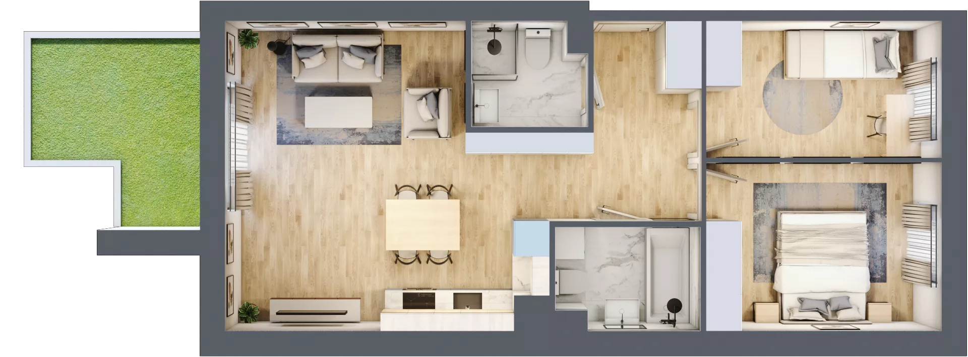 3 pokoje, mieszkanie 60,40 m², parter, oferta nr II/B41, Olchowy Park 2, Warszawa, Białołęka, Kobiałka, ul. Marii Callas 18
