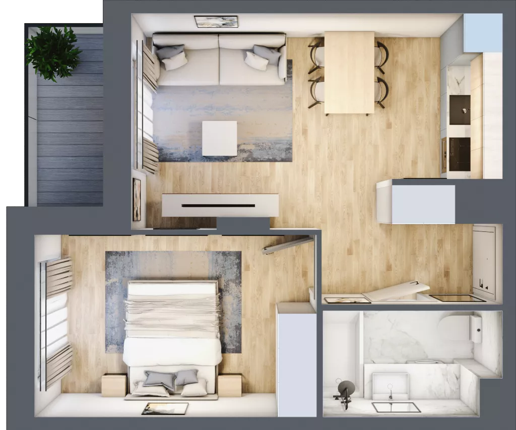 2 pokoje, mieszkanie 38,53 m², piętro 1, oferta nr VI/14, Neo Nova Ochota 6, Warszawa, Włochy, Raków, ul. Opackiego