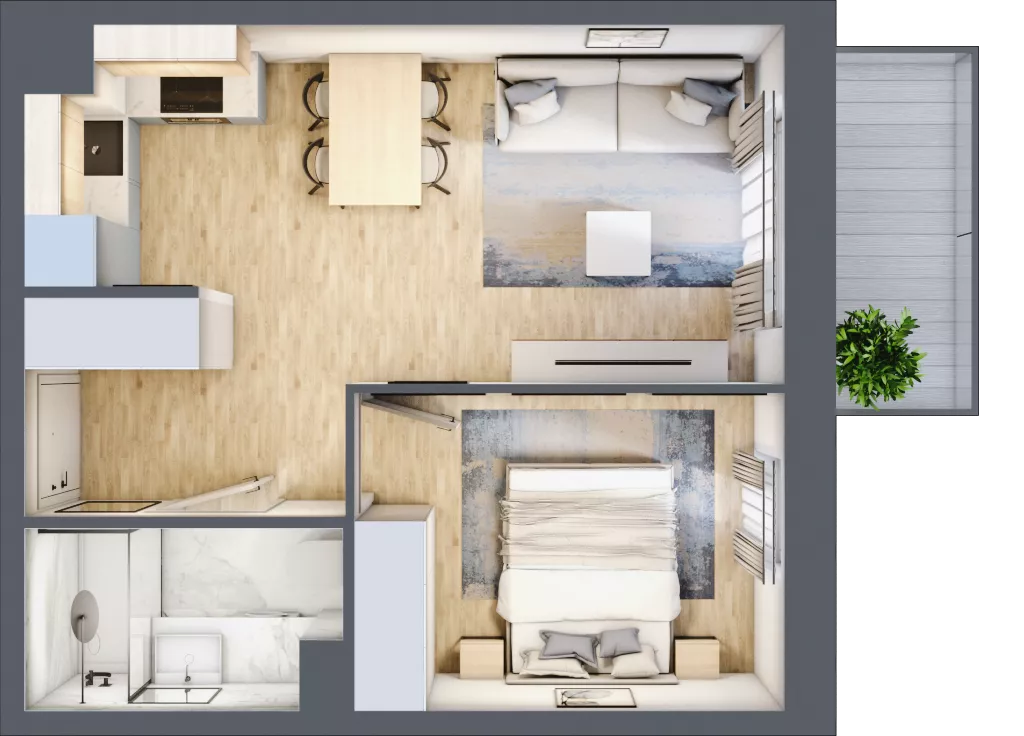 2 pokoje, mieszkanie 35,60 m², piętro 1, oferta nr VI/102, Neo Nova Ochota 6, Warszawa, Włochy, Raków, ul. Opackiego