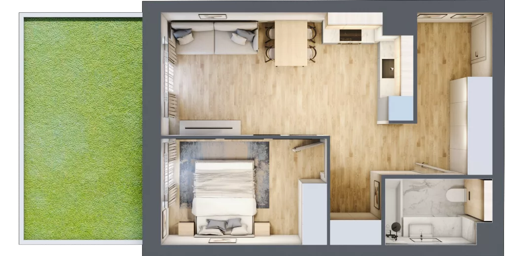 2 pokoje, mieszkanie 44,11 m², parter, oferta nr VI/101, Viva Piast 6, Kraków, Mistrzejowice, ul. Powstańców