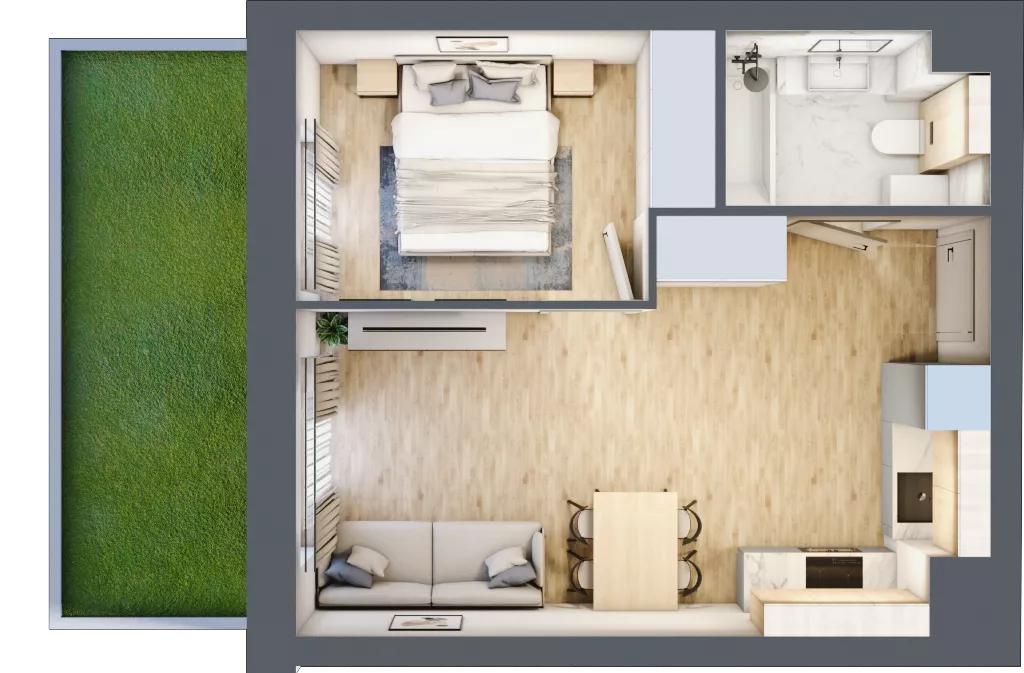 2 pokoje, mieszkanie 34,66 m², parter, oferta nr VI/103, Viva Piast 6, Kraków, Mistrzejowice, ul. Powstańców