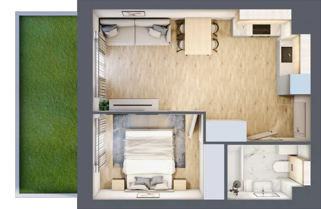 2 pokoje, mieszkanie 34,69 m², parter, oferta nr VI/104, Viva Piast 6, Kraków, Mistrzejowice, ul. Powstańców