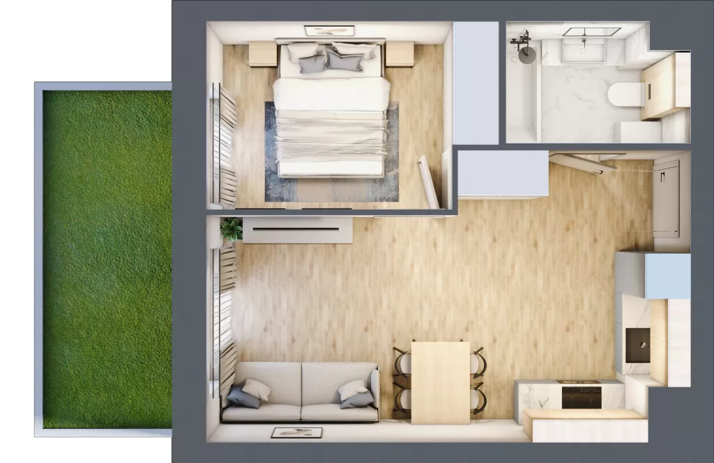 2 pokoje, mieszkanie 34,60 m², parter, oferta nr VI/105, Viva Piast 6, Kraków, Mistrzejowice, ul. Powstańców