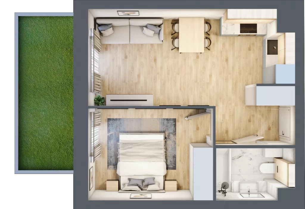 2 pokoje, mieszkanie 36,71 m², parter, oferta nr VI/106, Viva Piast 6, Kraków, Mistrzejowice, ul. Powstańców