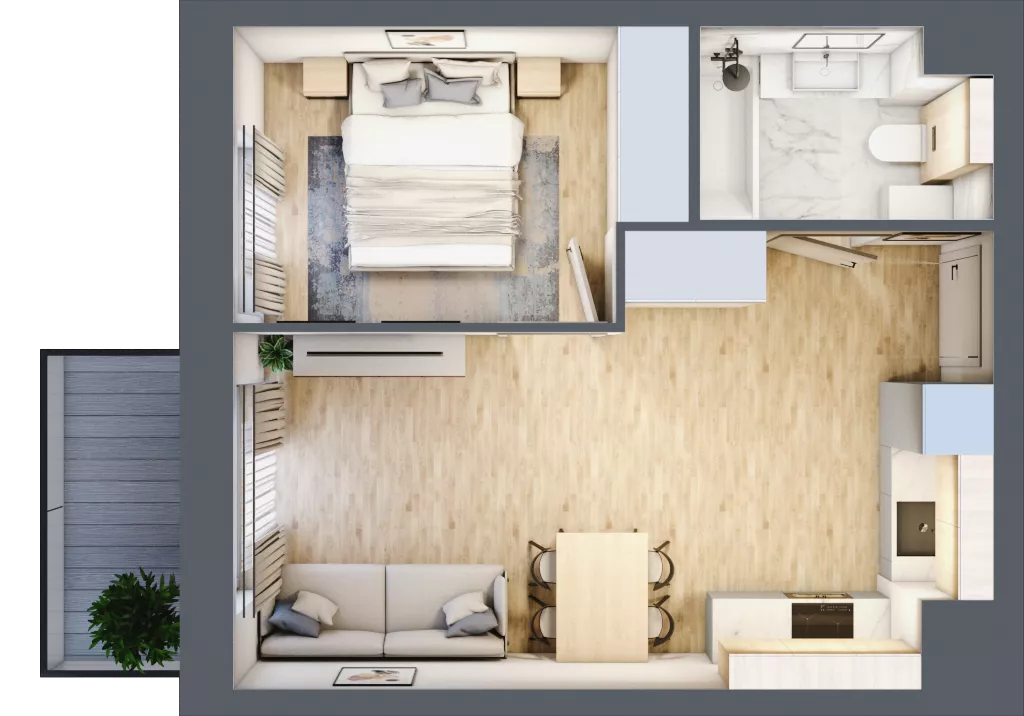2 pokoje, mieszkanie 35,02 m², piętro 2, oferta nr VI/121, Viva Piast 6, Kraków, Mistrzejowice, ul. Powstańców
