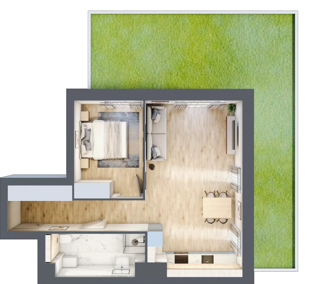 2 pokoje, mieszkanie 50,53 m², parter, oferta nr VI/172, Viva Piast 6, Kraków, Mistrzejowice, ul. Powstańców
