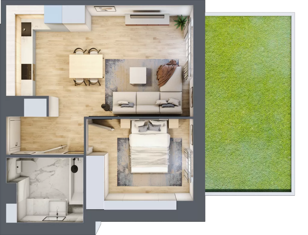 2 pokoje, mieszkanie 42,16 m², parter, oferta nr VII/43, Nova Viva Garden 7, Warszawa, Białołęka, Brzeziny, ul. Pawła Włodkowica 11C