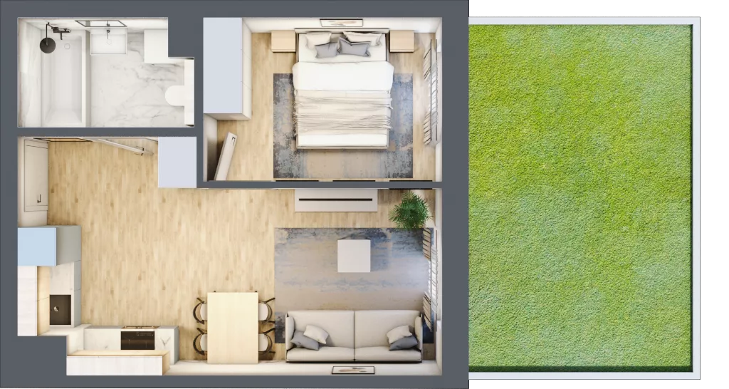 2 pokoje, mieszkanie 35,63 m², parter, oferta nr XIII/42, Metro Art 13, Warszawa, Praga Południe, Kamionek, ul. Żupnicza