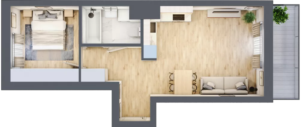 2 pokoje, mieszkanie 44,82 m², piętro 3, oferta nr VI/100, Metro Art 6, Warszawa, Praga Południe, Kamionek, ul. Żupnicza