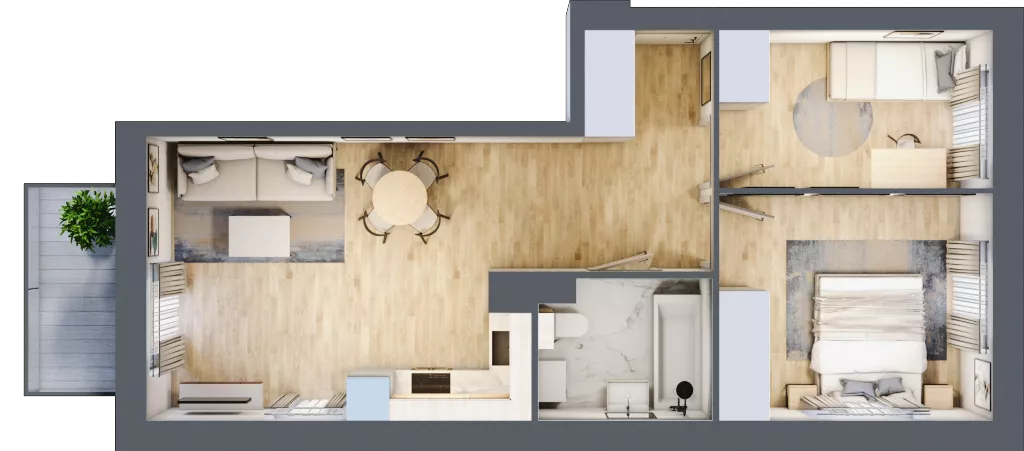 3 pokoje, mieszkanie 53,28 m², piętro 1, oferta nr D-3, Piastova Osada, Warszawa, Ursus, Gołąbki, ul. Henryka II Pobożnego