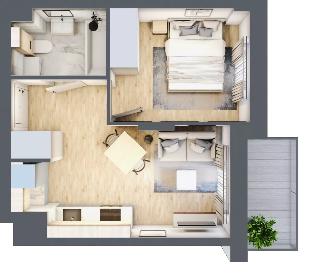 2 pokoje, mieszkanie 31,82 m², piętro 2, oferta nr E-101, Piastova Osada, Warszawa, Ursus, Gołąbki, ul. Henryka II Pobożnego
