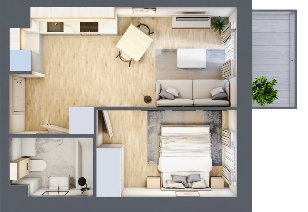 2 pokoje, mieszkanie 34,29 m², piętro 3, oferta nr E-66, Piastova Osada, Warszawa, Ursus, Gołąbki, ul. Henryka II Pobożnego