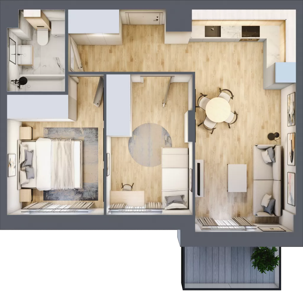 3 pokoje, mieszkanie 50,67 m², piętro 2, oferta nr E-100, Piastova Osada, Warszawa, Ursus, Gołąbki, ul. Henryka II Pobożnego
