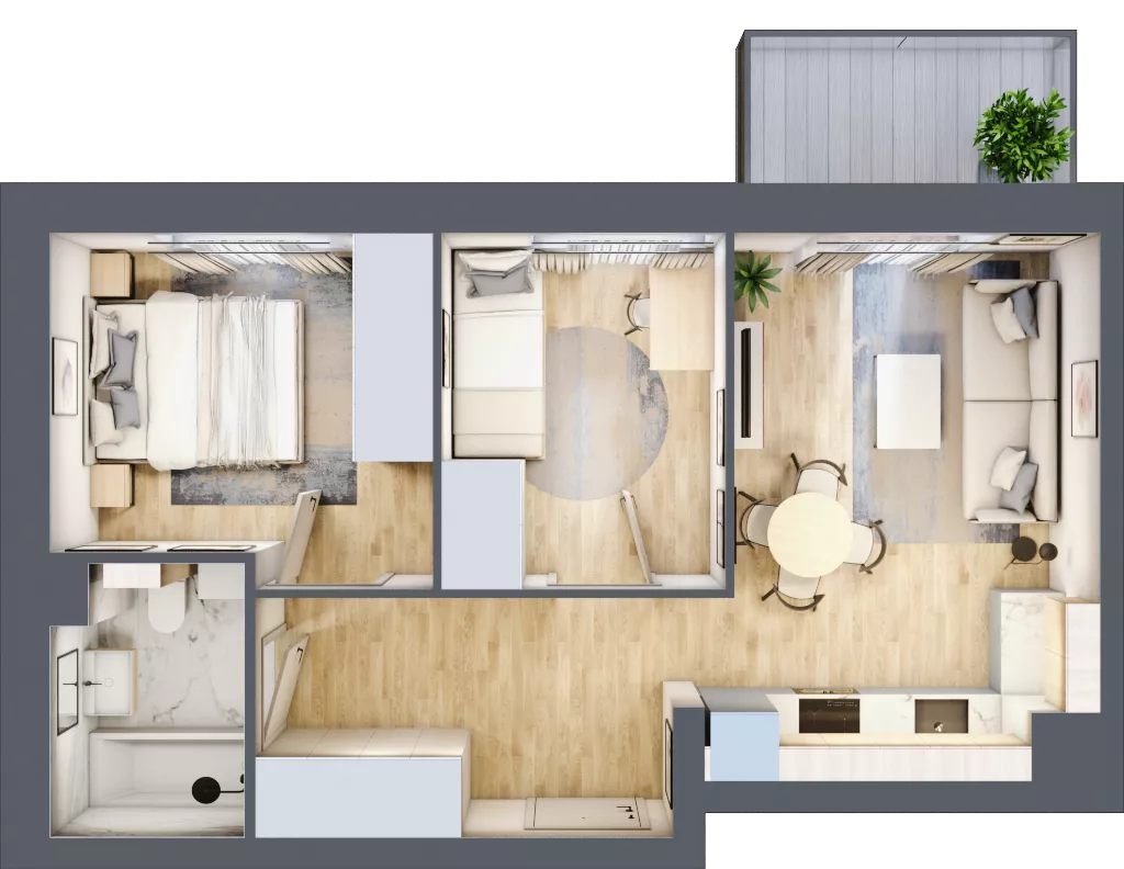 3 pokoje, mieszkanie 44,86 m², piętro 3, oferta nr E-67, Piastova Osada, Warszawa, Ursus, Gołąbki, ul. Henryka II Pobożnego