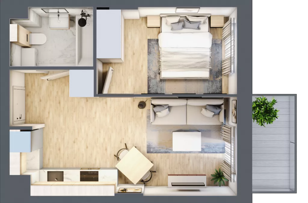 2 pokoje, mieszkanie 33,97 m², piętro 3, oferta nr E-65, Piastova Osada, Warszawa, Ursus, Gołąbki, ul. Henryka II Pobożnego
