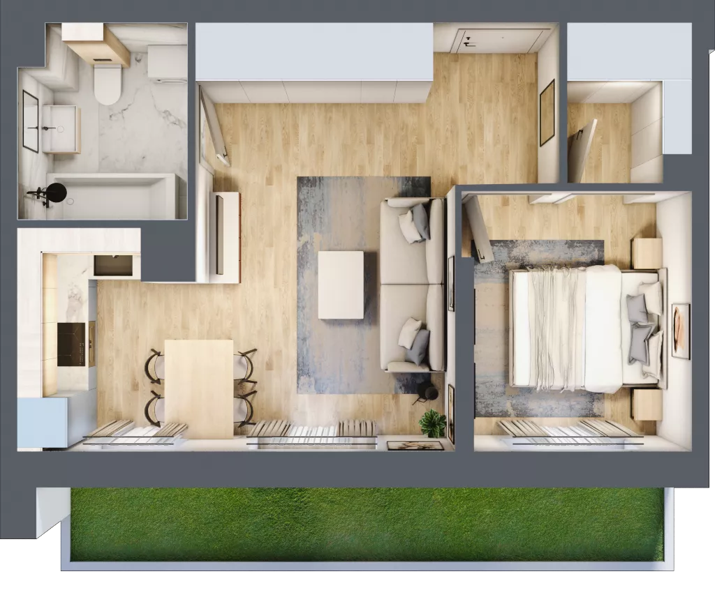 2 pokoje, mieszkanie 39,85 m², parter, oferta nr E-26, Piastova Osada, Warszawa, Ursus, Gołąbki, ul. Henryka II Pobożnego