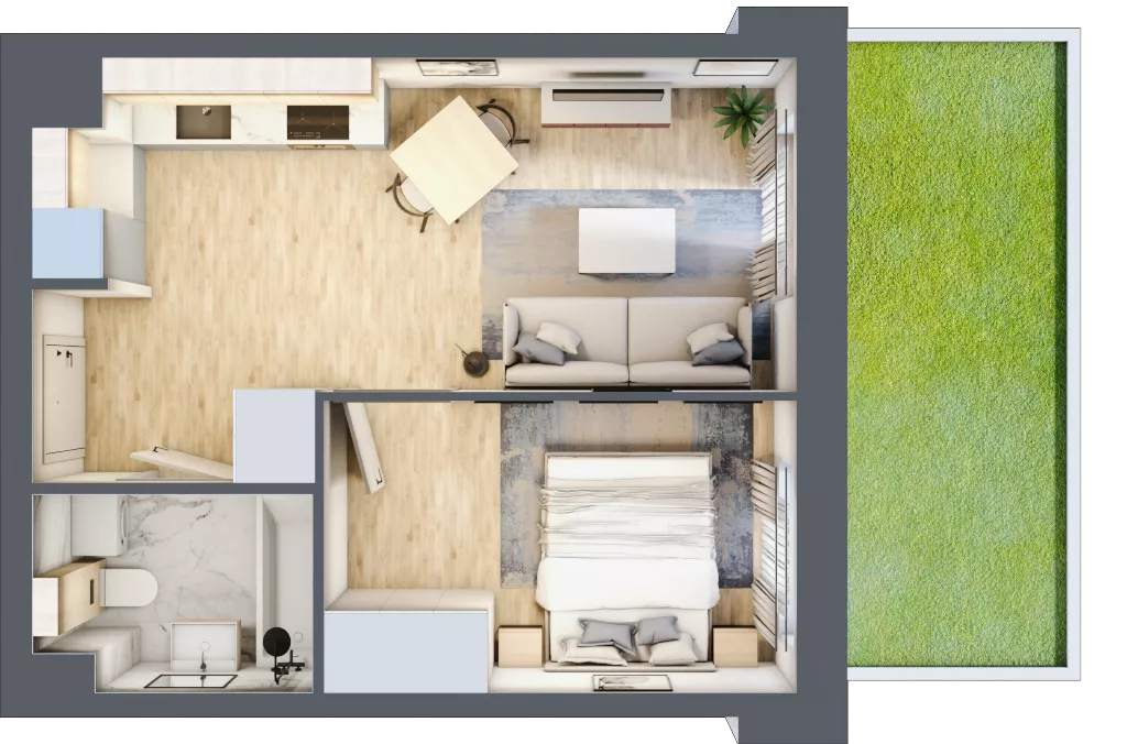 2 pokoje, mieszkanie 34,20 m², parter, oferta nr E-73, Piastova Osada, Warszawa, Ursus, Gołąbki, ul. Henryka II Pobożnego