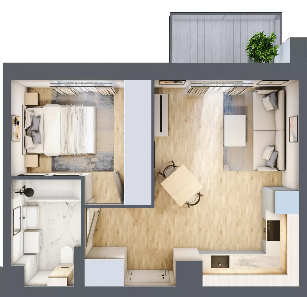 2 pokoje, mieszkanie 37,41 m², piętro 3, oferta nr E-68, Piastova Osada, Warszawa, Ursus, Gołąbki, ul. Henryka II Pobożnego