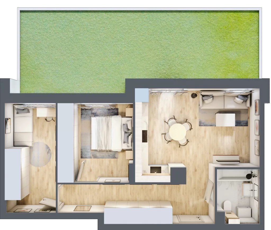 3 pokoje, mieszkanie 58,04 m², parter, oferta nr E-71, Piastova Osada, Warszawa, Ursus, Gołąbki, ul. Henryka II Pobożnego