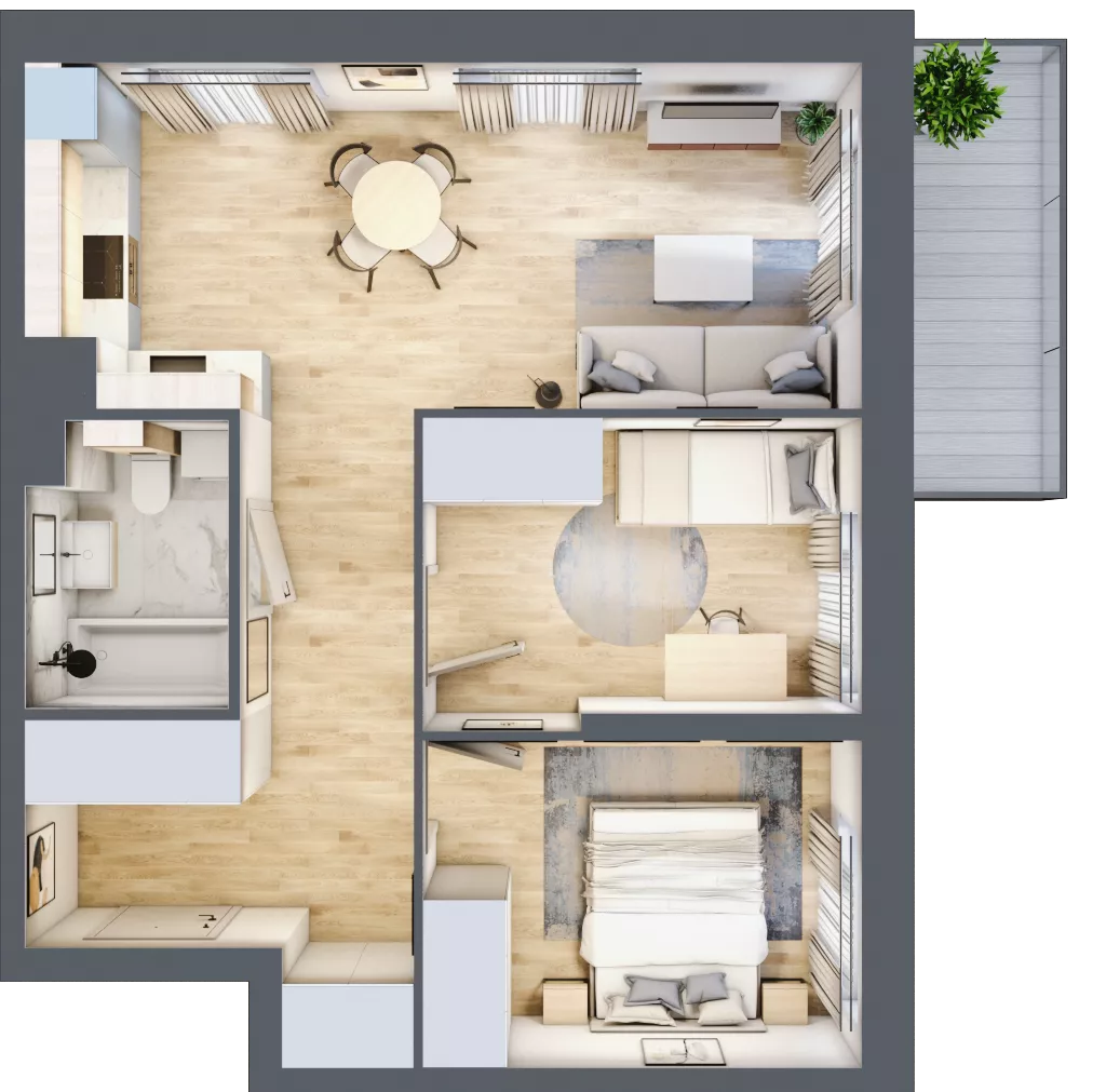 3 pokoje, mieszkanie 54,10 m², piętro 1, oferta nr E-37, Piastova Osada, Warszawa, Ursus, Gołąbki, ul. Henryka II Pobożnego