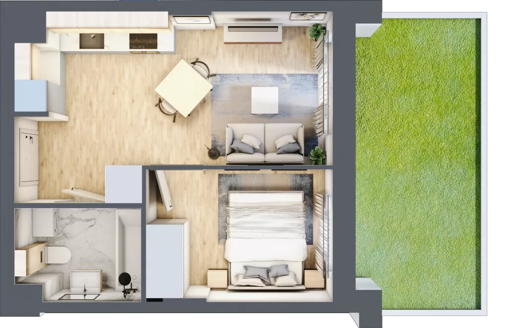 2 pokoje, mieszkanie 31,91 m², parter, oferta nr E-74, Piastova Osada, Warszawa, Ursus, Gołąbki, ul. Henryka II Pobożnego