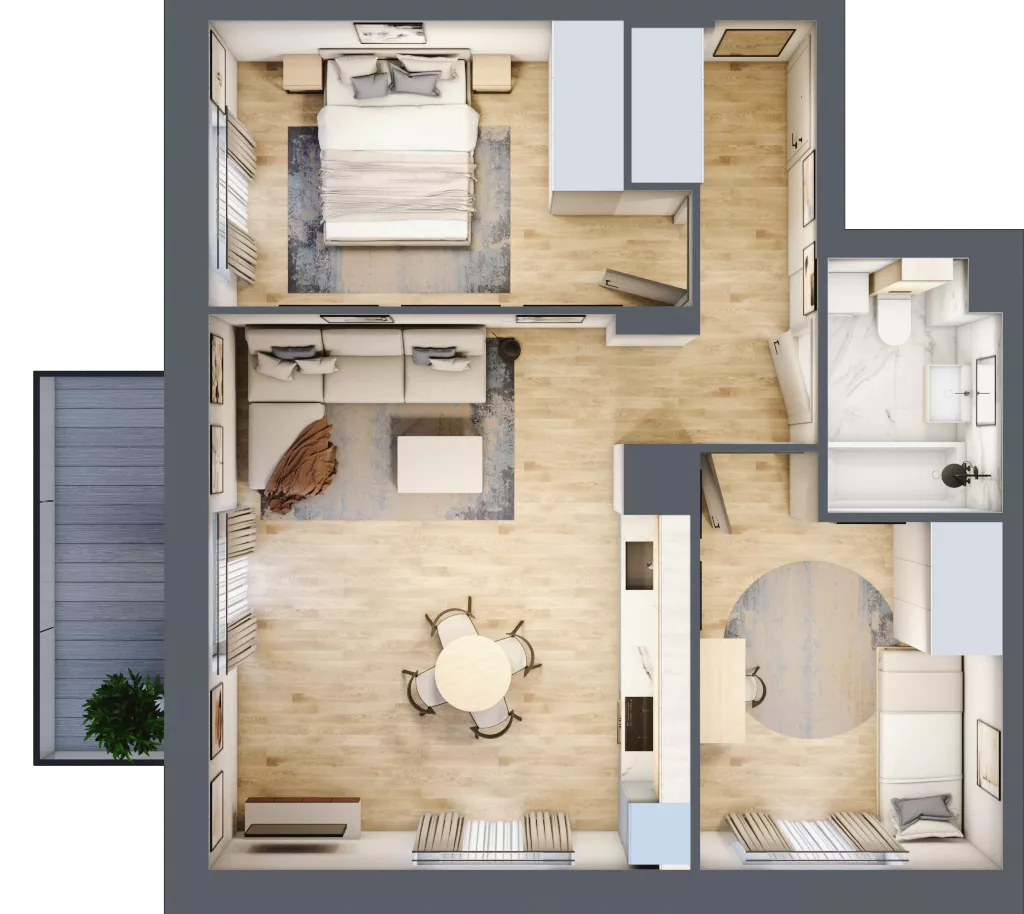 3 pokoje, mieszkanie 57,73 m², piętro 3, oferta nr E-114, Piastova Osada, Warszawa, Ursus, Gołąbki, ul. Henryka II Pobożnego