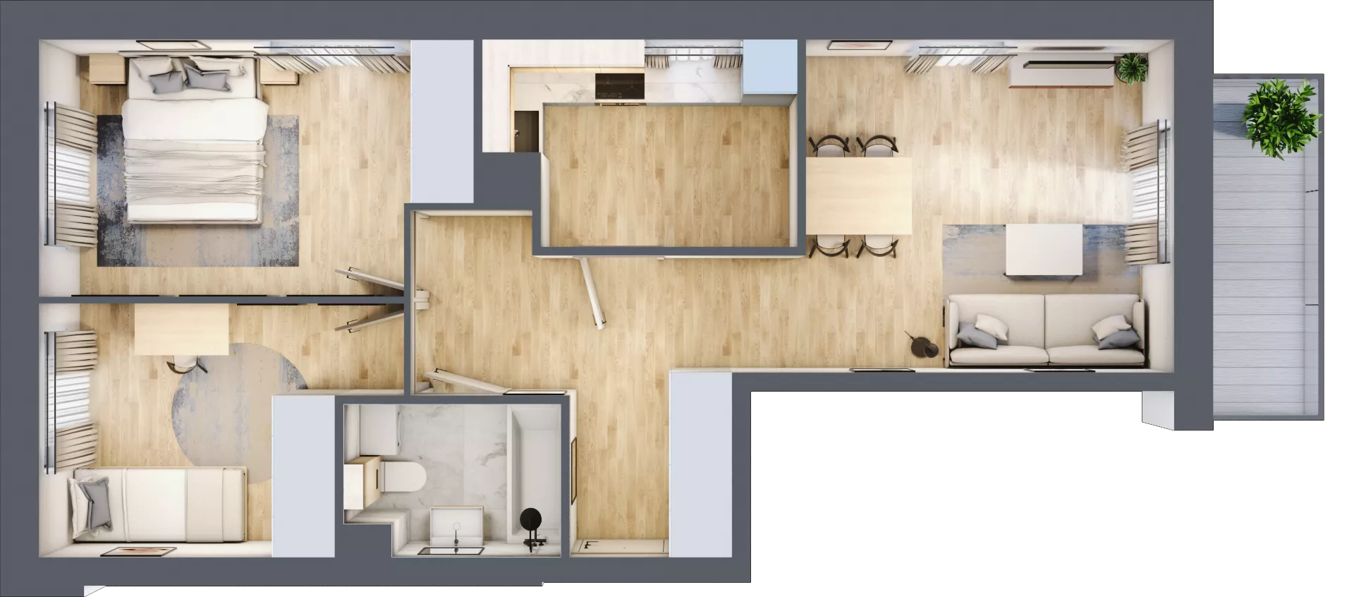 3 pokoje, mieszkanie 60,00 m², piętro 1, oferta nr F-124, Piastova Osada, Warszawa, Ursus, Gołąbki, ul. Henryka II Pobożnego