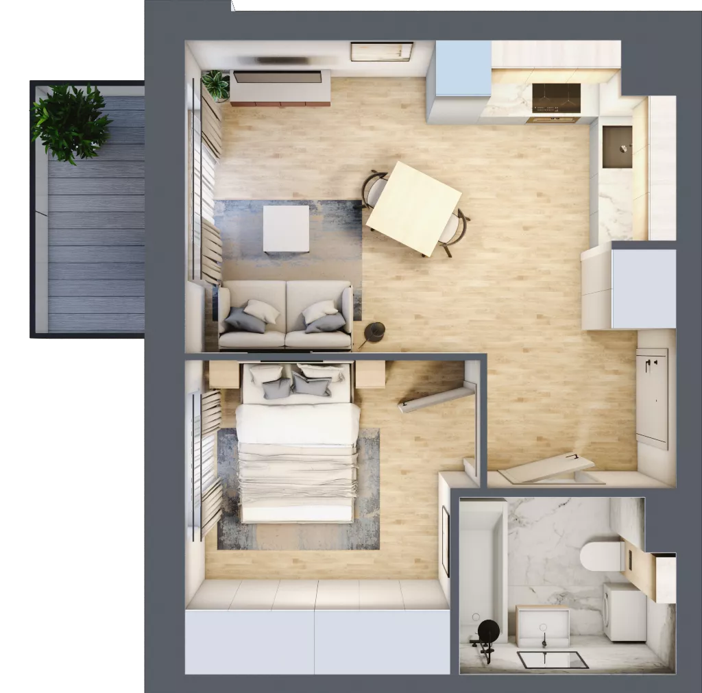 2 pokoje, mieszkanie 35,04 m², piętro 3, oferta nr F-146, Piastova Osada, Warszawa, Ursus, Gołąbki, ul. Henryka II Pobożnego