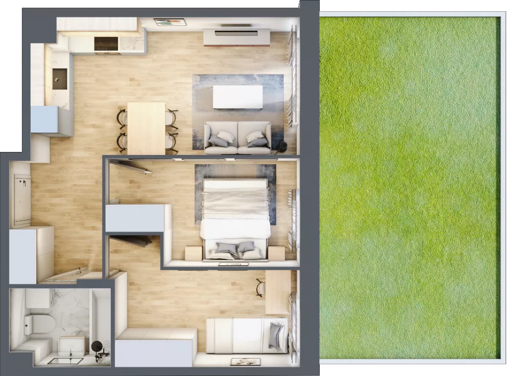 3 pokoje, mieszkanie 47,65 m², parter, oferta nr A/125, Olchowy Park 3, Warszawa, Białołęka, Kobiałka, ul. Marii Callas 20, 20A