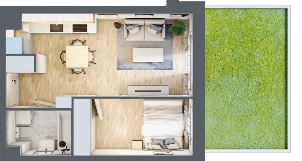 2 pokoje, mieszkanie 33,77 m², parter, oferta nr A/71, Olchowy Park 3, Warszawa, Białołęka, Kobiałka, ul. Marii Callas 20, 20A