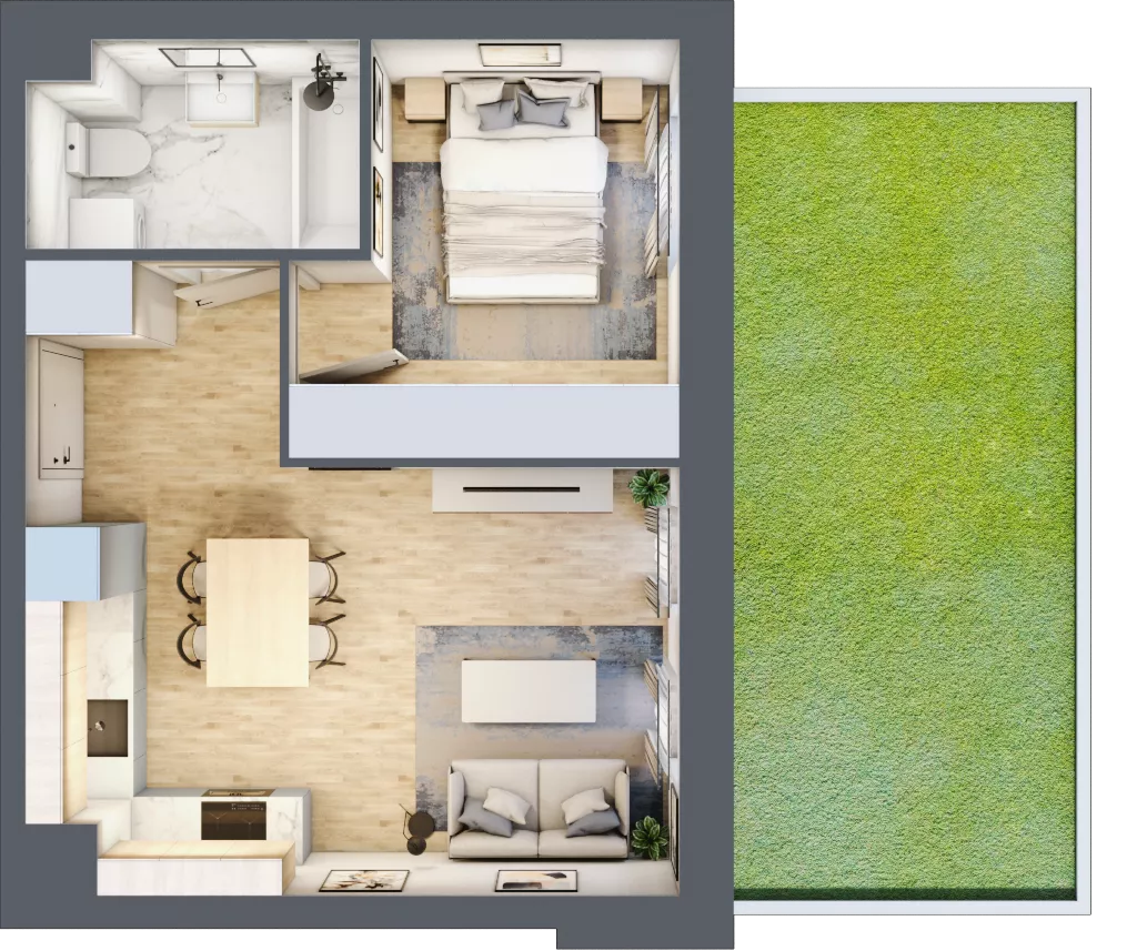 2 pokoje, mieszkanie 35,74 m², parter, oferta nr A/108, Olchowy Park 3, Warszawa, Białołęka, Kobiałka, ul. Marii Callas 20, 20A