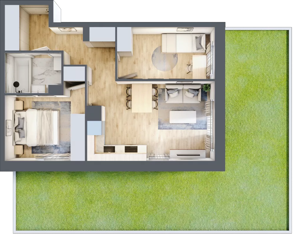 3 pokoje, mieszkanie 49,28 m², parter, oferta nr A/72, Olchowy Park 3, Warszawa, Białołęka, Kobiałka, ul. Marii Callas 20, 20A