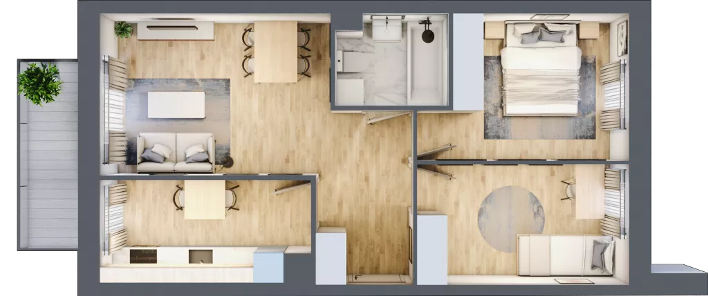 3 pokoje, mieszkanie 54,51 m², piętro 1, oferta nr A/91, Olchowy Park 3, Warszawa, Białołęka, Kobiałka, ul. Marii Callas 20, 20A